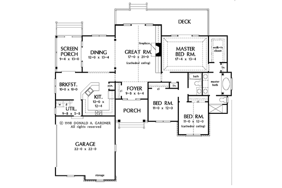 Floor Plan - Main Floor for Craftsman House Plan #929-426 - 3 bed, 2 bath