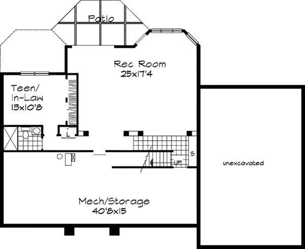 House Design - Traditional Floor Plan - Lower Floor Plan #320-504