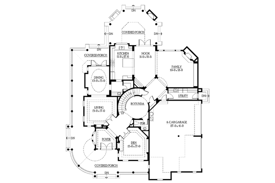 Floor Plan - Main Floor for Victorian House Plan #132-255 - 4 bed, 4.5 bath