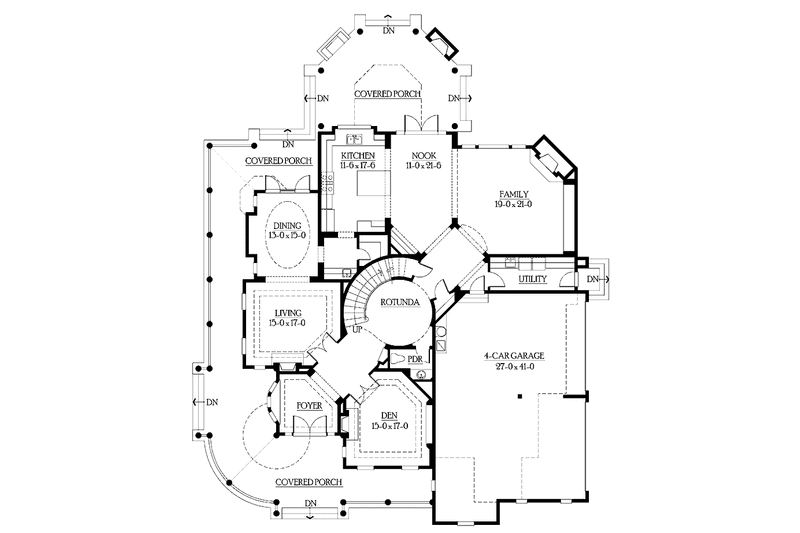 Architectural House Design - Floor Plan - Main Floor for Victorian House Plan #132-255 - 4 bed, 4.5 bath
