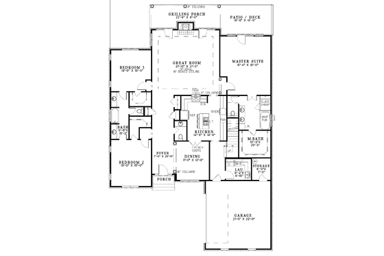 Floor Plan - Main Floor for Traditional House Plan #17-2902 - 3 bed, 2.5 bath