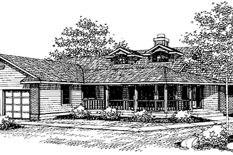 Home Plan - Exterior - Front Elevation 3 for Country House Plan #60-658 - 3 bed, 2 bath
