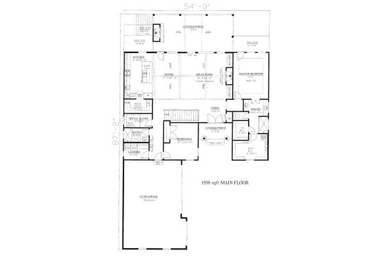 Floor Plan - Main Floor for Craftsman House Plan #437-122 - 4 bed, 4 bath