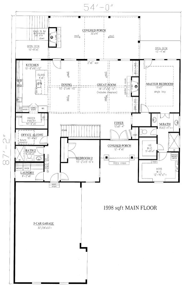 House Plan Design - Craftsman Floor Plan - Main Floor Plan #437-122