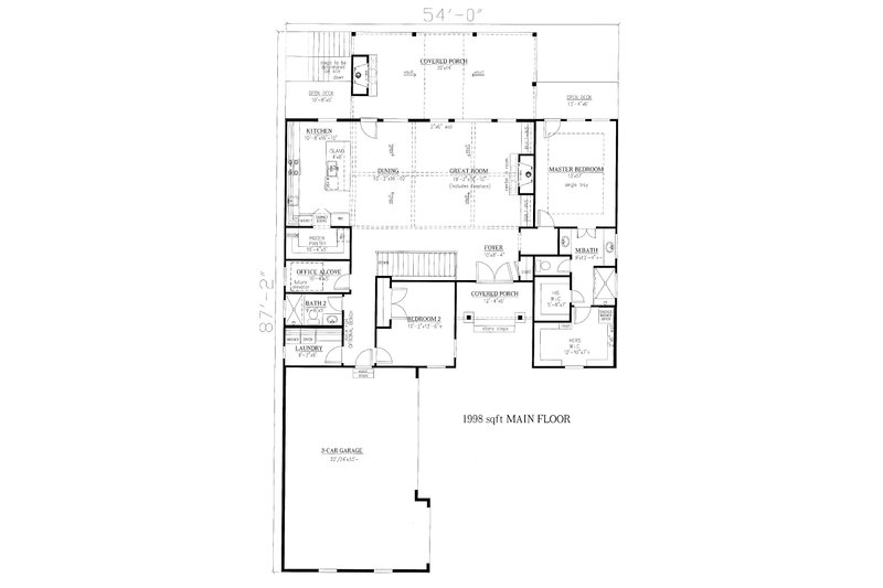 Home Plan - Floor Plan - Main Floor for Craftsman House Plan #437-122 - 4 bed, 4 bath