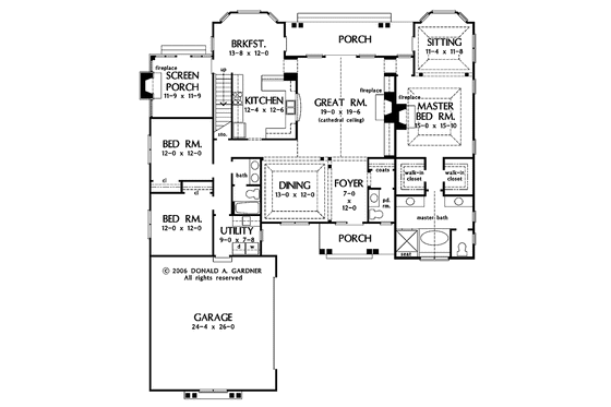 Floor Plan - Main Floor for Craftsman House Plan #929-802 - 3 bed, 2.5 bath