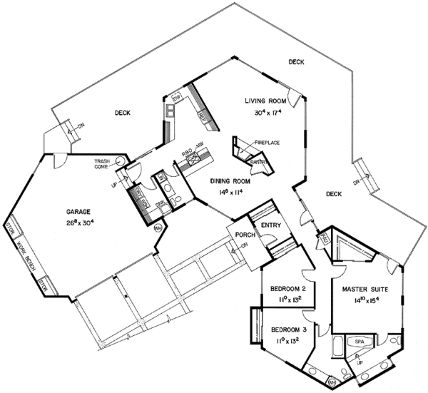 Home Plan - Contemporary Floor Plan - Main Floor Plan #60-799