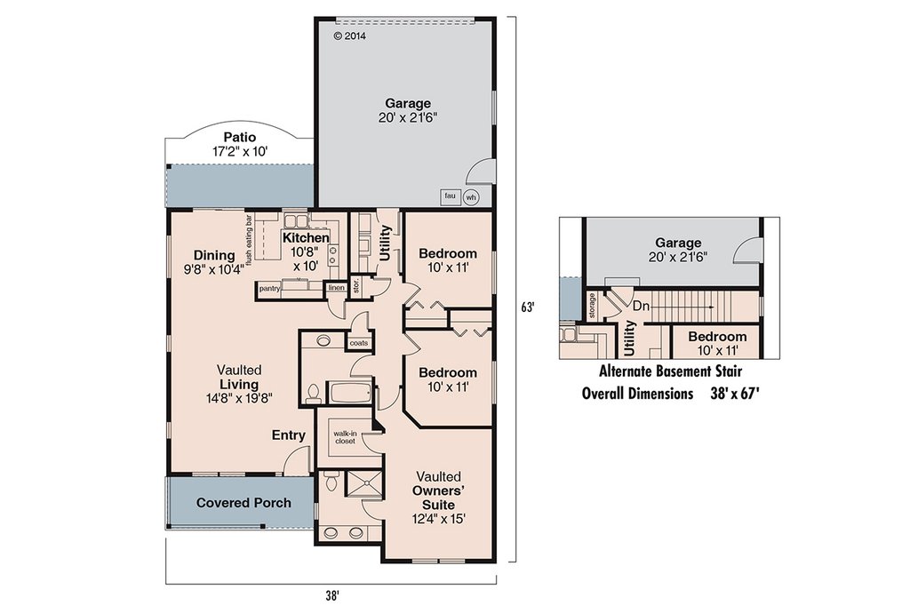 Exterior - Front Elevation 4 for Farmhouse House Plan #124-697 - 3 bed, 2 bath