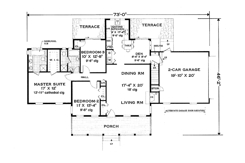 Home Plan - Floor Plan - Main Floor for Ranch House Plan #3-297 - 3 bed, 2 bath