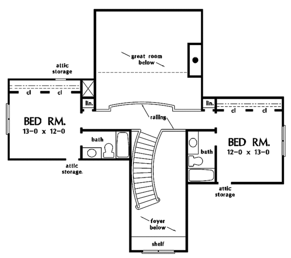 House Design - Traditional Floor Plan - Upper Floor Plan #929-769