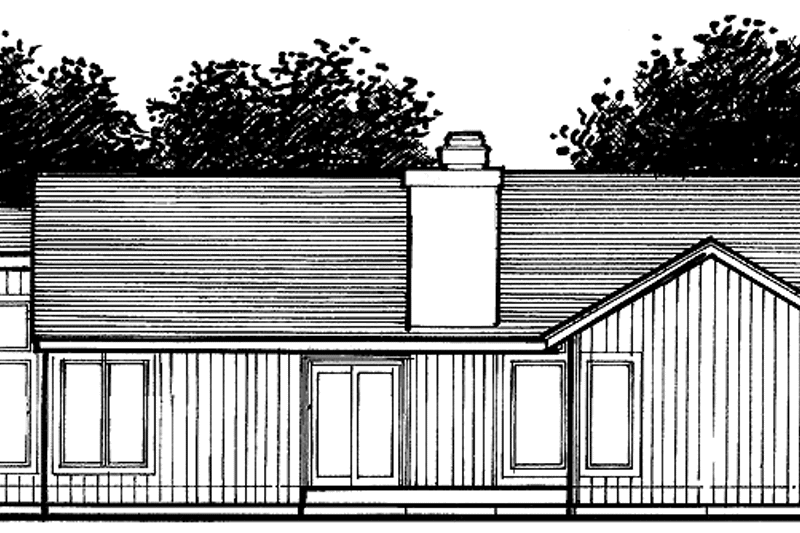 House Blueprint - Exterior - Rear Elevation for Ranch House Plan #320-666 - 2 bed, 2 bath