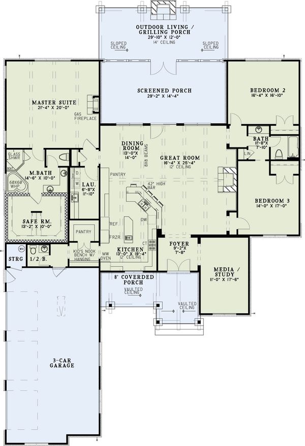 Home Plan - Craftsman Floor Plan - Main Floor Plan #17-2589