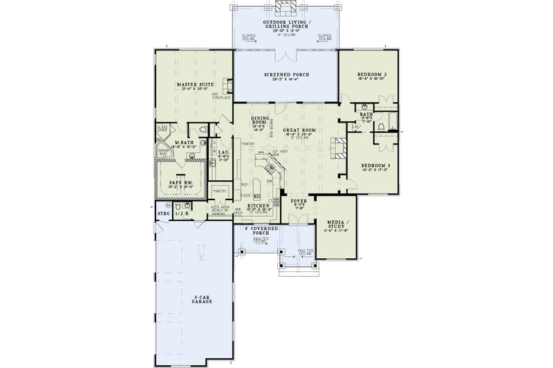 Home Plan - Floor Plan - Main Floor for Craftsman House Plan #17-2589 - 3 bed, 2.5 bath