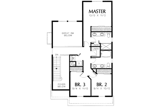 Floor Plan - Upper Floor for Traditional House Plan #48-777 - 3 bed, 2.5 bath
