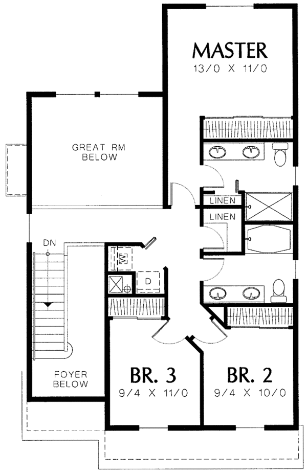 Dream House Plan - Traditional Floor Plan - Upper Floor Plan #48-777