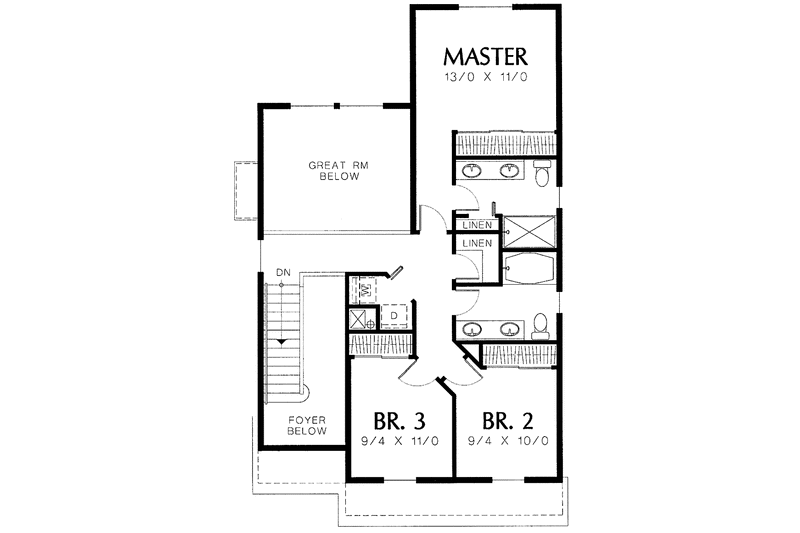 House Design - Floor Plan - Upper Floor for Traditional House Plan #48-777 - 3 bed, 2.5 bath