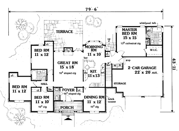 Ranch Floor Plan - Main Floor Plan #3-302