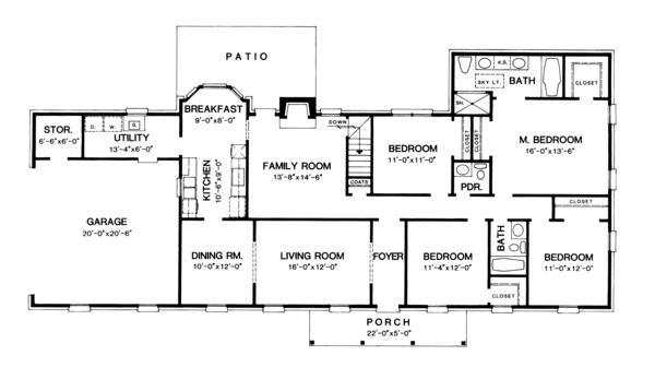 House Design - Colonial Floor Plan - Main Floor Plan #10-290