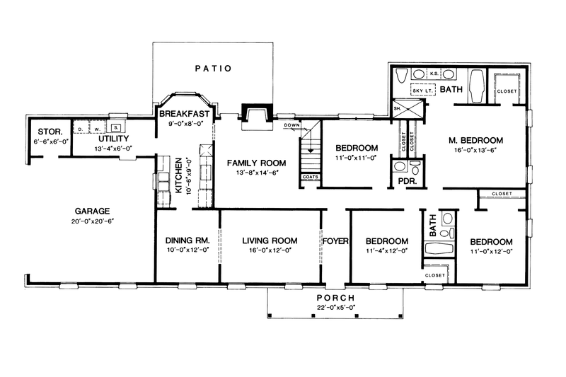 Home Plan - Floor Plan - Main Floor for Colonial House Plan #10-290 - 4 bed, 2.5 bath