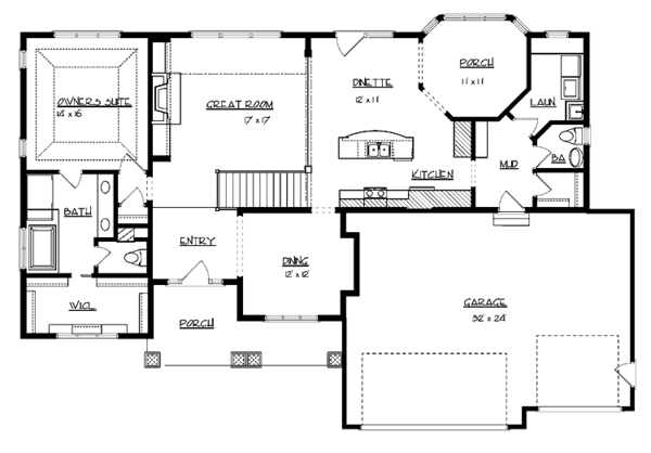 Architectural House Design - Prairie Floor Plan - Main Floor Plan #320-996