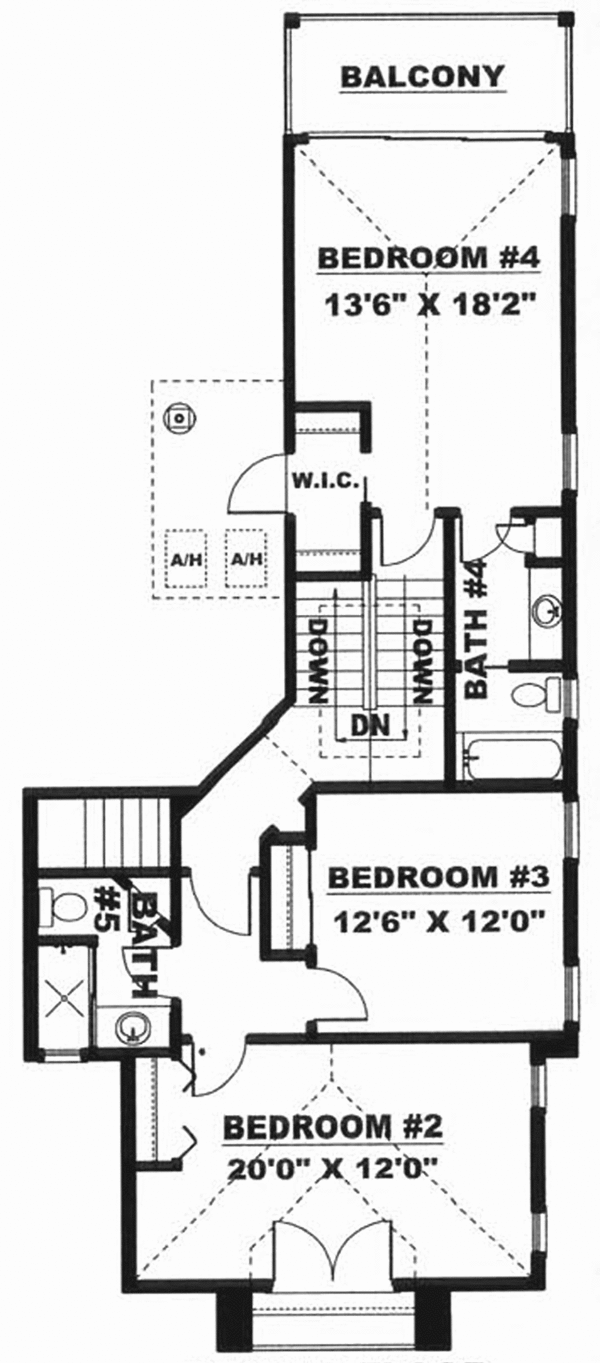 House Plan Design - Mediterranean Floor Plan - Upper Floor Plan #1017-126