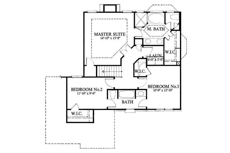 Home Plan - Floor Plan - Upper Floor for Colonial House Plan #429-84 - 3 bed, 2.5 bath