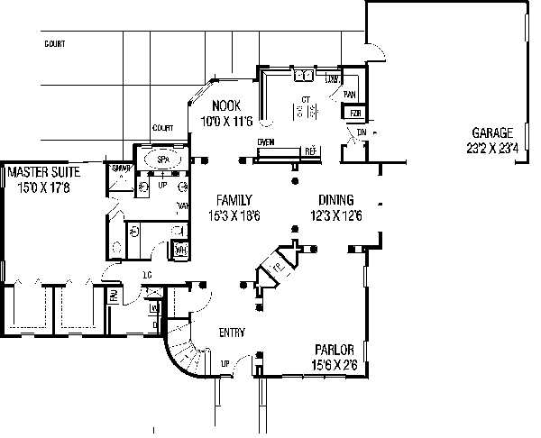 Architectural House Design - Mediterranean Floor Plan - Main Floor Plan #60-134