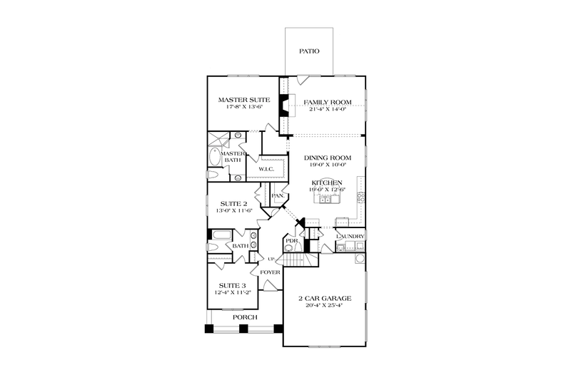 Architectural House Design - Floor Plan - Main Floor for Craftsman House Plan #453-613 - 3 bed, 2.5 bath
