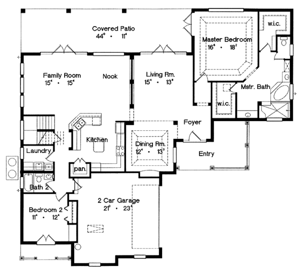 Architectural House Design - Mediterranean Floor Plan - Main Floor Plan #417-663