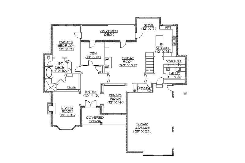 Home Plan - Floor Plan - Main Floor for Contemporary House Plan #945-30 - 4 bed, 3.5 bath