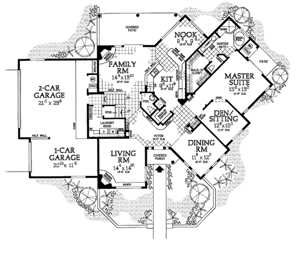 Architectural House Design - Adobe / Southwestern Floor Plan - Main Floor Plan #72-1013