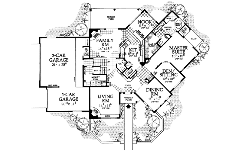 Dream House Plan - Floor Plan - Main Floor for Adobe / Southwestern House Plan #72-1013 - 4 bed, 3.5 bath