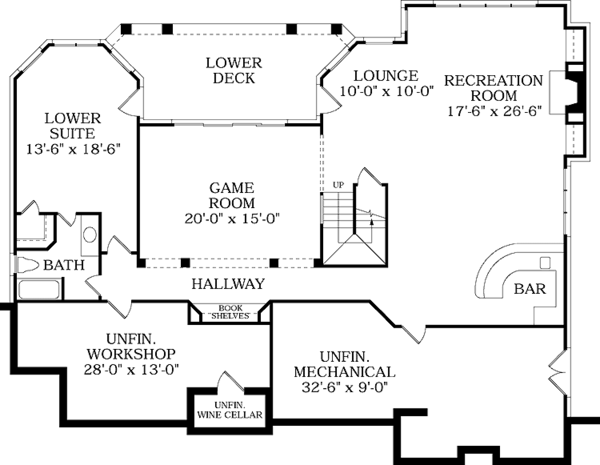 House Plan Design - Mediterranean Floor Plan - Lower Floor Plan #453-353
