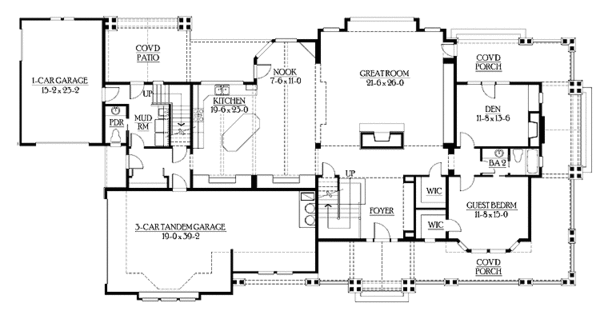 House Blueprint - Craftsman Floor Plan - Main Floor Plan #132-249