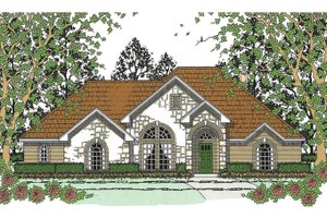 House Blueprint - Exterior - Front Elevation for Traditional House Plan #42-723 - 3 bed, 2 bath