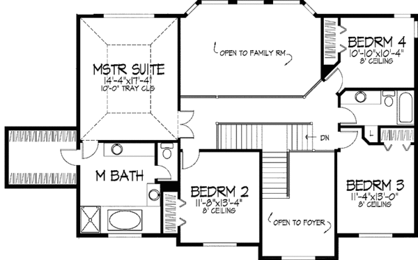 Architectural House Design - Traditional Floor Plan - Upper Floor Plan #51-958