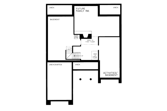 Floor Plan - Lower Floor for Contemporary House Plan #72-766 - 2 bed, 2 bath