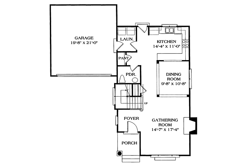 House Blueprint - Floor Plan - Main Floor for Craftsman House Plan #453-208 - 3 bed, 2.5 bath