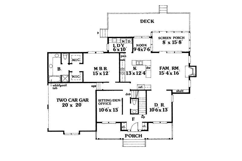 House Plan Design - Floor Plan - Main Floor for Country House Plan #456-52 - 3 bed, 2.5 bath