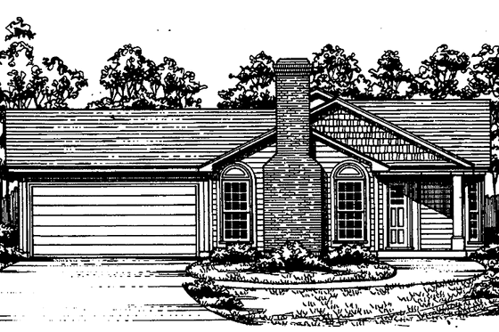 Exterior - Front Elevation 3 for Ranch House Plan #30-216 - 3 bed, 2 bath
