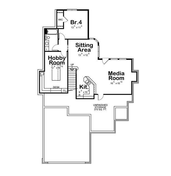 House Blueprint - European Floor Plan - Lower Floor Plan #20-1819