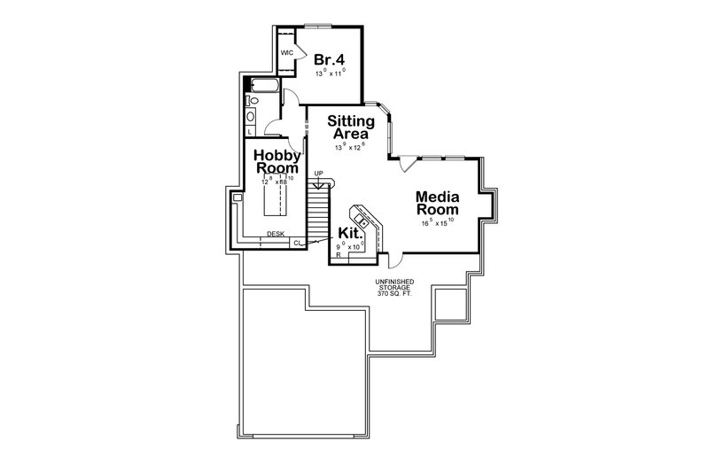 Home Plan - Floor Plan - Lower Floor for European House Plan #20-1819 - 3 bed, 3 bath