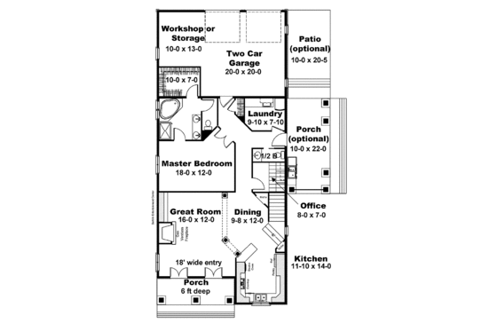 Floor Plan - Main Floor for Traditional House Plan #44-215 - 3 bed, 2.5 bath