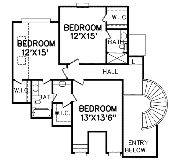 Traditional Floor Plan - Upper Floor Plan #65-124