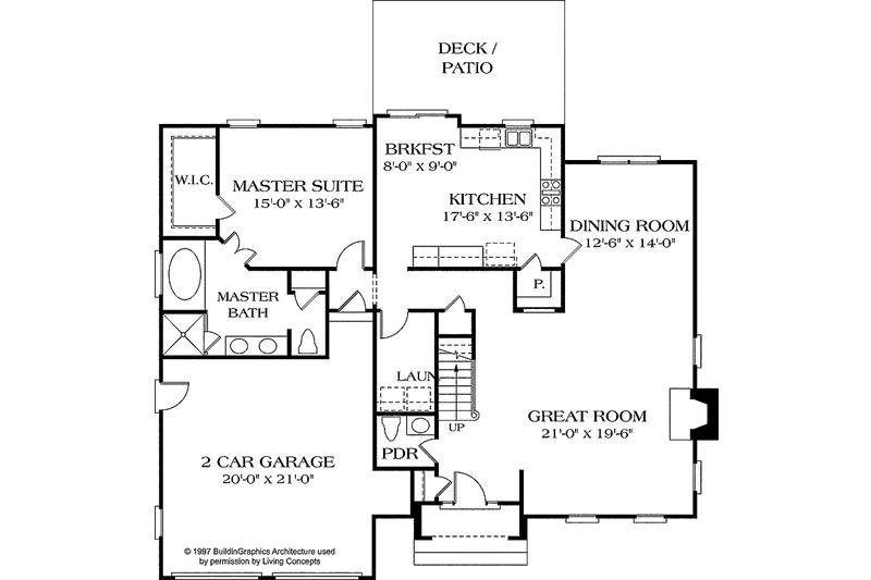 Home Plan - Floor Plan - Main Floor for Colonial House Plan #453-211 - 3 bed, 2.5 bath
