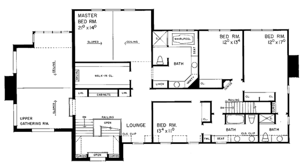 Home Plan - Traditional Floor Plan - Upper Floor Plan #72-884
