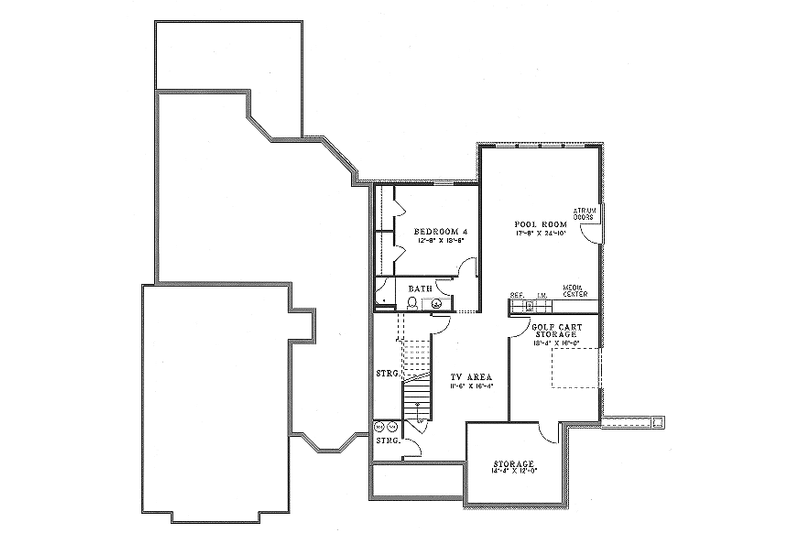 Architectural House Design - Floor Plan - Lower Floor for European House Plan #17-2006 - 4 bed, 5 bath