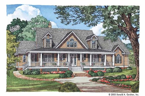 Exterior - Front Elevation 3 for Country House Plan #929-535 - 4 bed, 4 bath