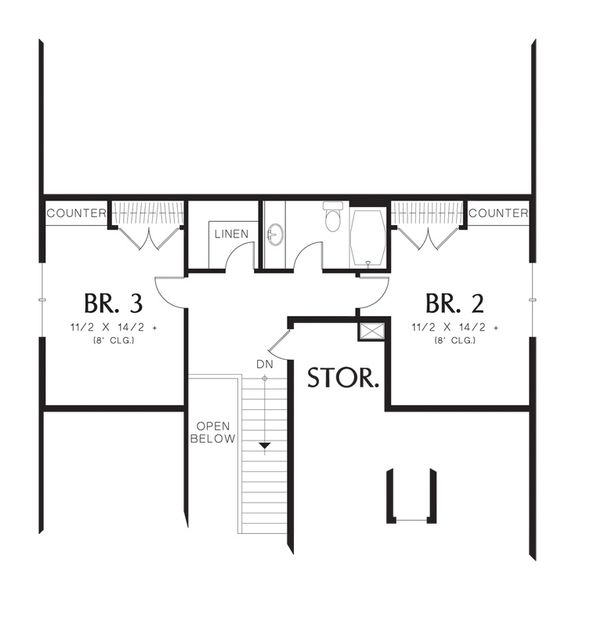 Craftsman Floor Plan - Upper Floor Plan #48-524