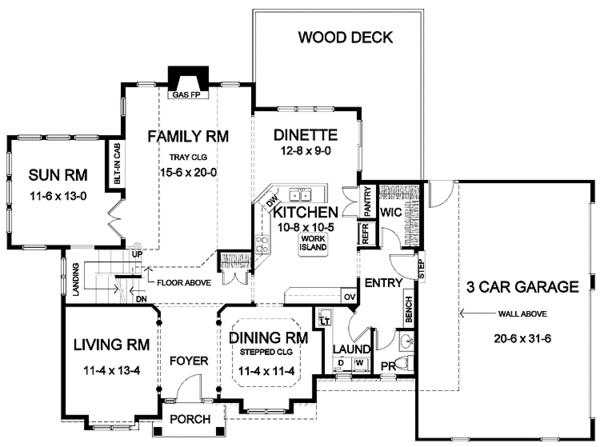 House Blueprint - Craftsman Floor Plan - Main Floor Plan #328-444